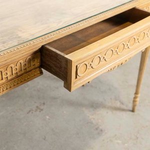 Escritorio Inglés Tallado con Cajón - Madera Rústica - imagen 2