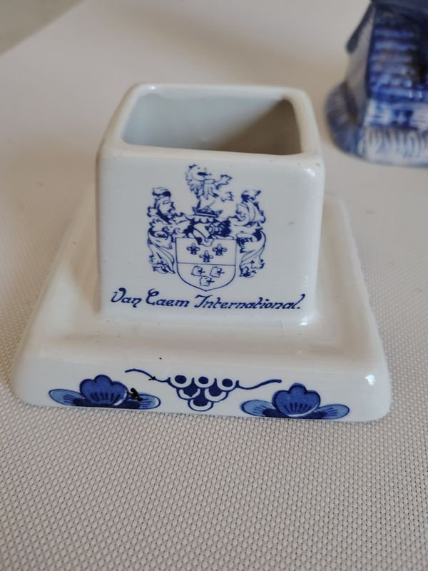 Dos piezas de porcelana pintadas a mano Holanda con azul oxido de cobalto - imagen 5