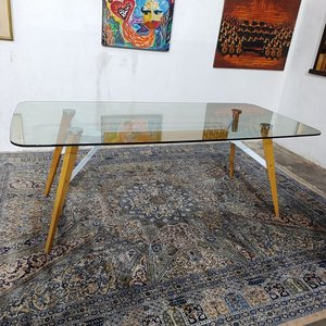 Mesa Rectangular con Tapa de Vidrio Templado y Base de Madera - imagen 8