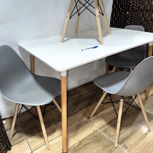 Juego de Comedor Eames Rectangular Laqueado con 4 Sillas Grises - imagen 5