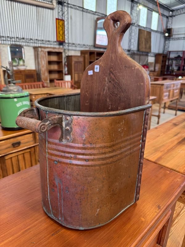Tacho para lavar en cobre con tabla - imagen 3