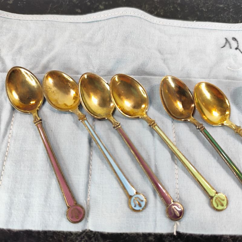 12 majestuosas cucharitas de café selladas DAVID ANDERSEN NORWAY STERLING - imagen 4