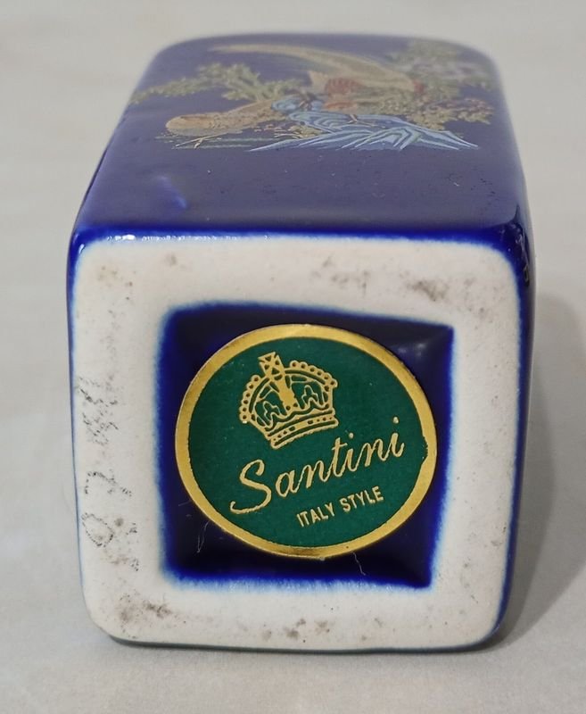 Jarrón de porcelana azul cobalto SANTINI con decoración de faisán - imagen 4