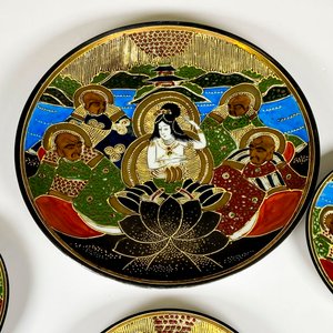 Seis piezas de loza satsuma para postre, decorados - imagen 4