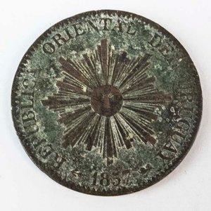 Moneda de Cobre Uruguaya 20 Centésimos de 1857 - imagen 2
