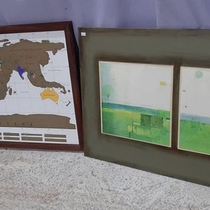 Dos Murales: Mapa Mundi Rascable y Paisaje Abstracto - imagen 2
