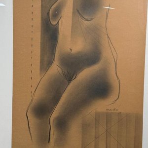 Dibujo "Desnudo" de Vicente Martín, Carbonilla sobre Papel, 65x50 cm - imagen 3