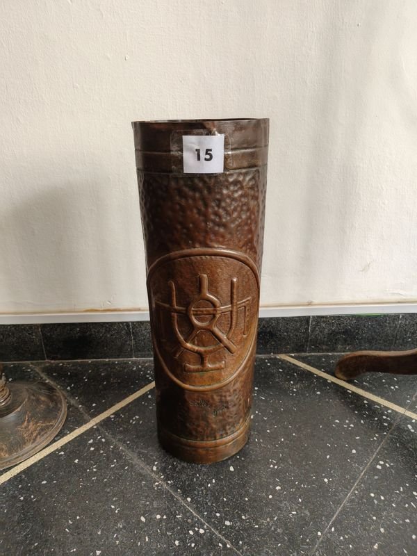 Paragüero de Cobre con Grabado Decorativo - imagen 1