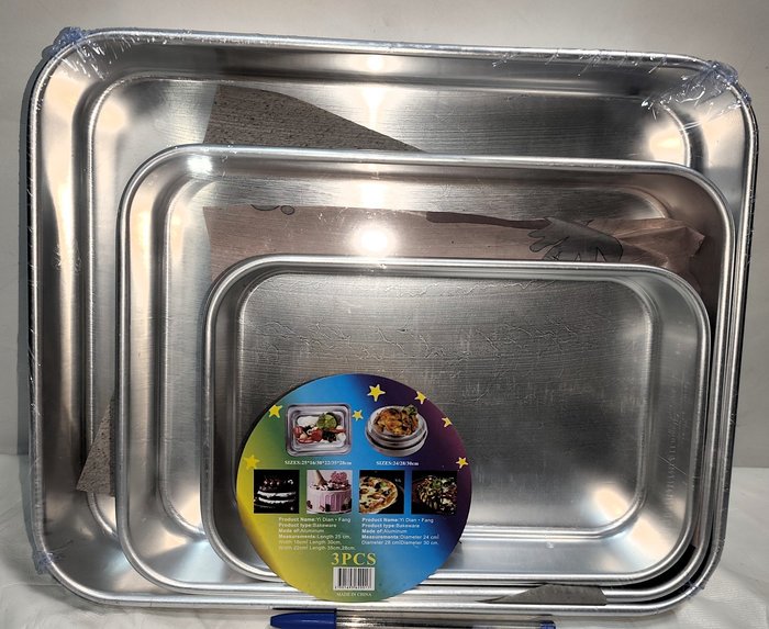 Set de 3 Asaderas Rectangulares Altas de Aluminio