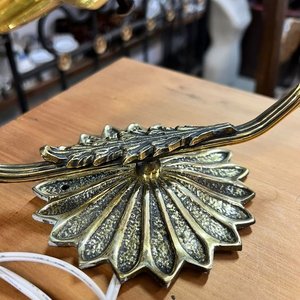 Lámpara de Mesa Bronce y Vidrio Opalino Estilo Hoja - imagen 6