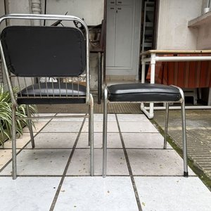 Silla y Banco Tapizado Negro con Estructura Cromada - imagen 8