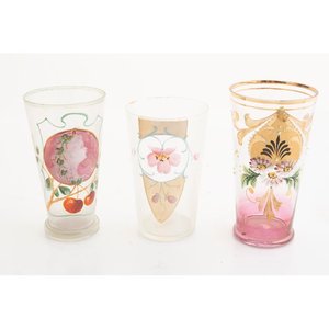 Conjunto de 5 Vasos de Cristal Veneciano con Esmalte y Detalles Dorados - imagen 2