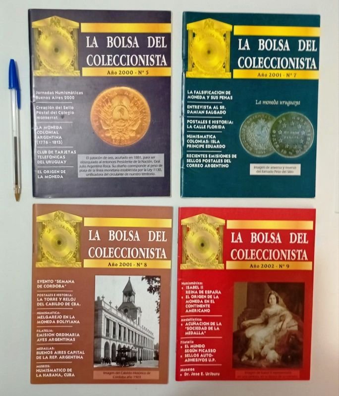 Lote de 4 Revistas "La Bolsa del Coleccionista" (Nros. 5, 7, 8 y 9)