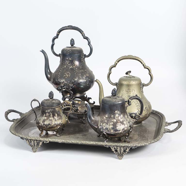 Té platina cincelada antiguo en venta - imagen 1