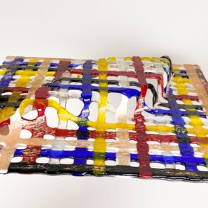 Centro de Mesa Artístico en Vidrio Multicolor Tejido - imagen 5
