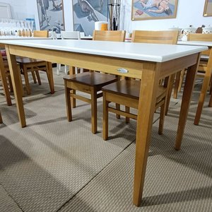 Mesa Rectangular Delfino Álvarez Madera Maciza Lustre Claro Tapa Blanca 1.30m - imagen 2