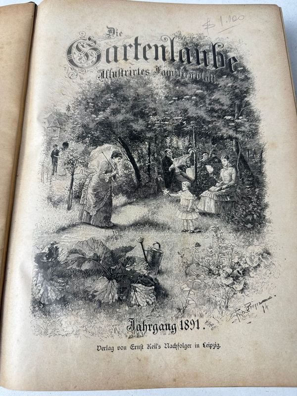 Revista ilustrada alemana del año 1891 con grabados originales y escenas costumbristas - imagen 3
