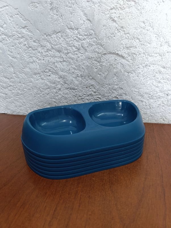 Plato de comida doble para Mascota Azul - Compra en subasta