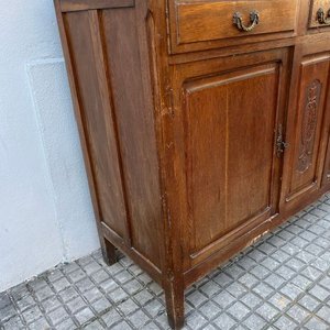 Alacena Antigua de Roble con Alzada Desmontable y Tapa de Mármol - imagen 8