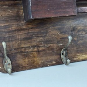 Repisa Antigua de Madera con Ganchos para Colgar - imagen 3