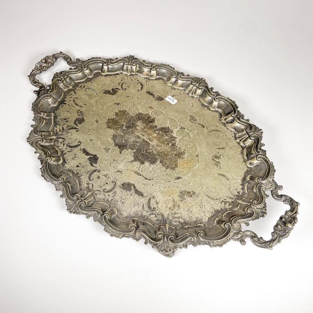 Bandeja Antigua de Metal Inglés EPNS con Asas Decoradas