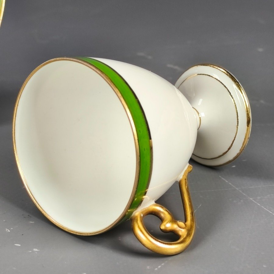 Taza y plato de porcelana francesa Limoges, obra de Charles Ahrenfeldt - imagen 7