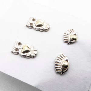 Dos Pares de Abalorios/Pendientes de Plata y Oro con Diseño de Búho y Ojo - imagen 2
