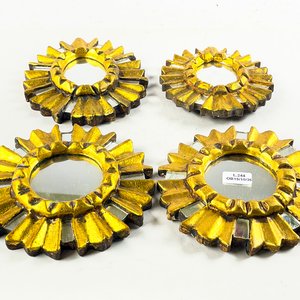 Lote de 4 Espejos Solares Decorativos en Madera Dorada - imagen 1