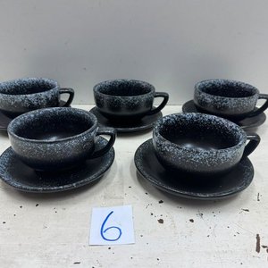 Set de 5 Tazas con Platos de Cerámica Negros - imagen 2