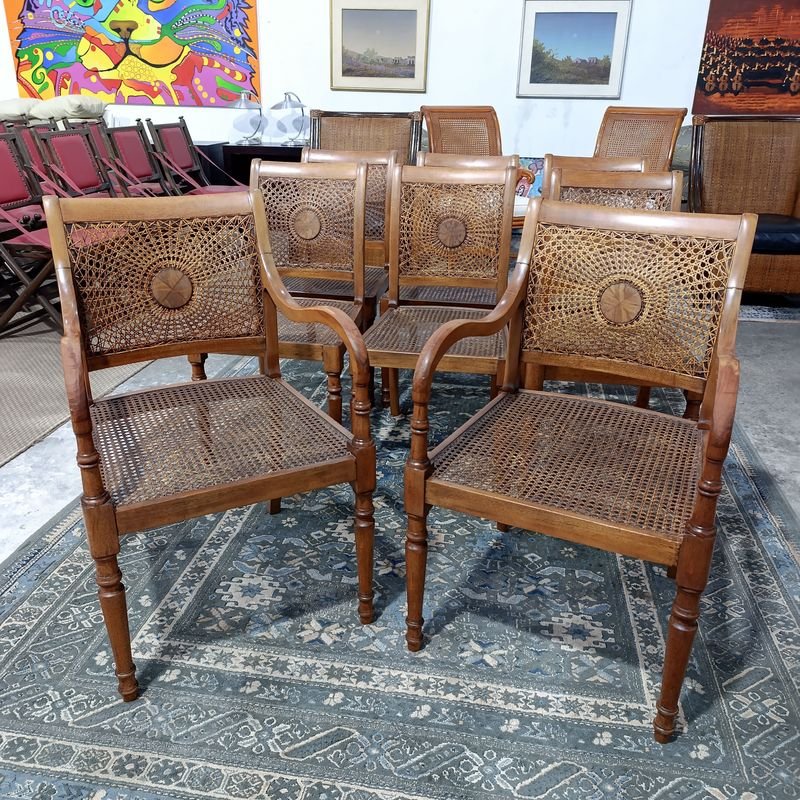 Par de Butacas de Roble con Asiento y Respaldo Esterillado Estilo Clásico