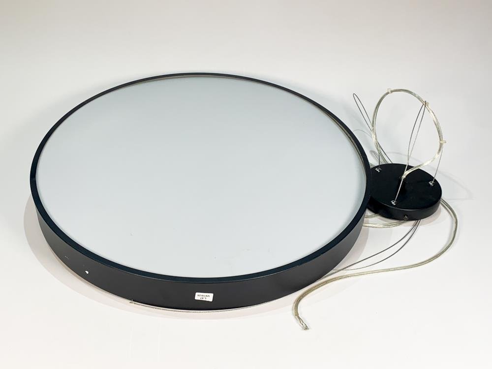 Colgante Circular Negro con Pantalla Blanca de Plástico