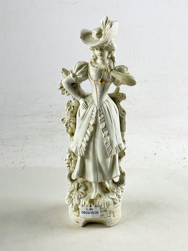 Figura de Porcelana: Dama con Vestido y Sombrero, 27 cm - imagen 1