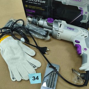 Taladro Percutor Neo con Accesorios y Guantes - imagen 1