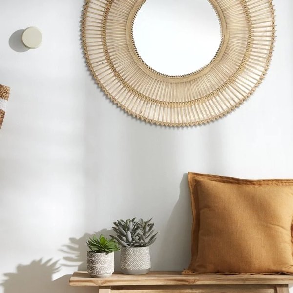 Espejo Decorativo Circular de Fibras Naturales 80cm - imagen 1