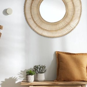 Espejo Decorativo Circular de Fibras Naturales 80cm - imagen 1