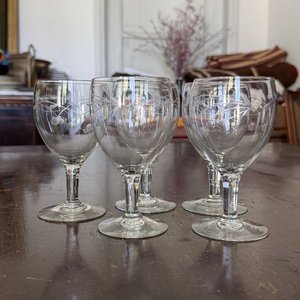Set de 5 Copas de Cristal con Grabado de Ramas y Hojas - imagen 10