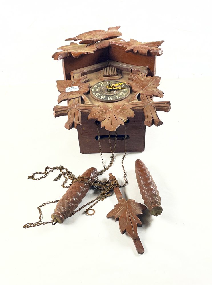 Reloj de Cucu de Madera con Péndulo y Dos Pesas