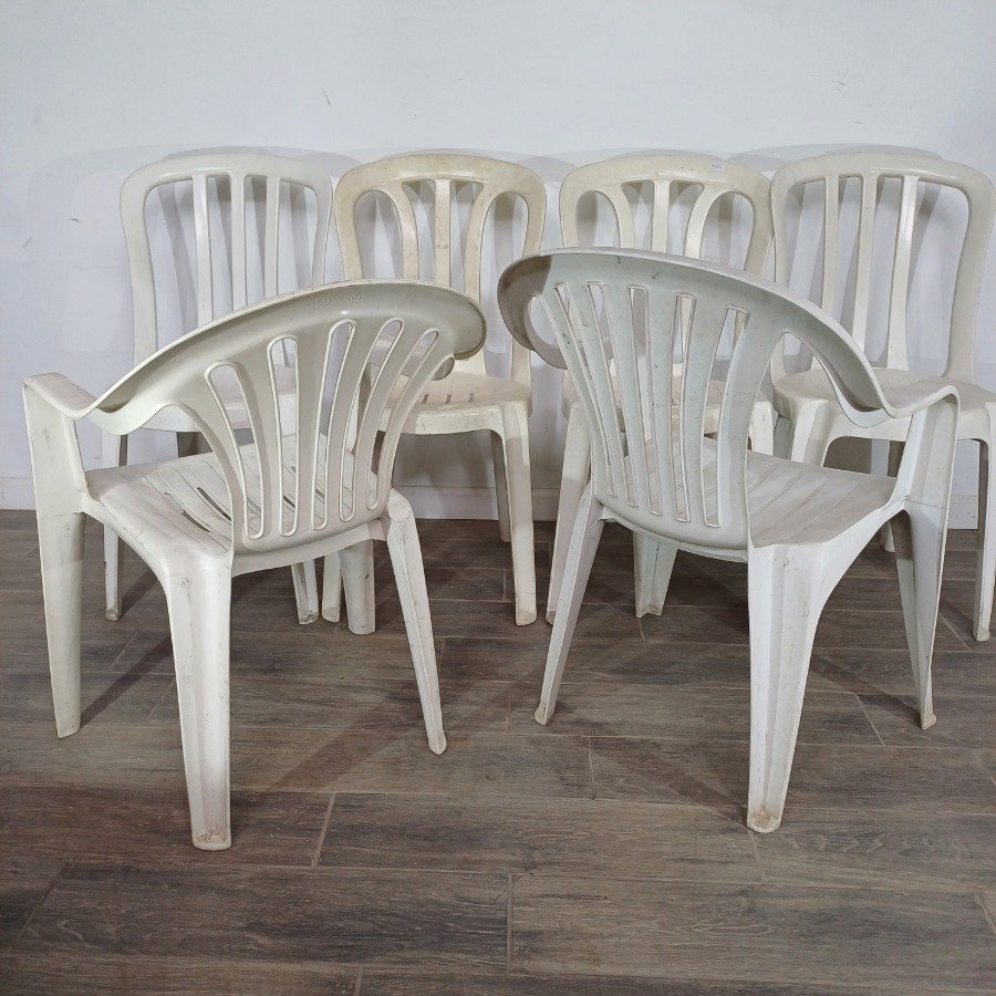 Sillas de plástico blancas y grises para hogar - imagen 5