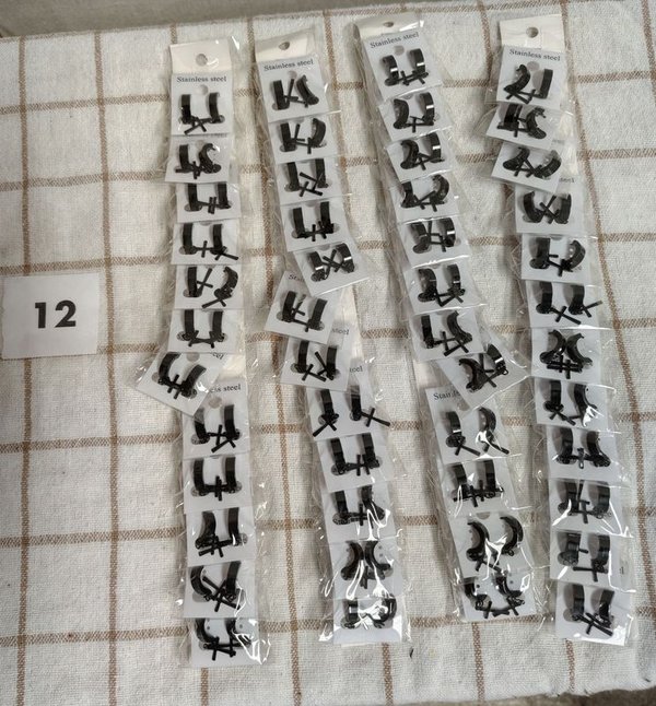 48 Pares de Aros de Acero Inoxidable Oscuro para Mujer