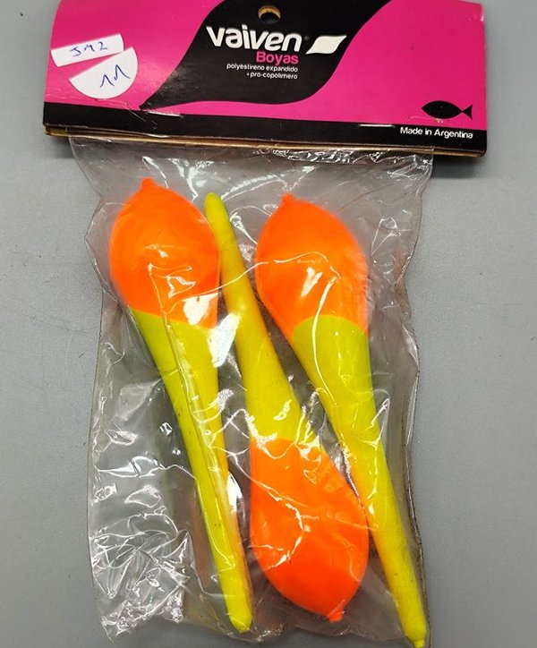 Juego de 3 Boyas de Pesca Vaivén Naranja y Amarillo Fluorescente - imagen 1