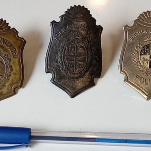 Lote de 3 Insignias Metálicas Antiguas: Policía de Montevideo, Policía de Colonia y Ministerio del Interior - imagen 3