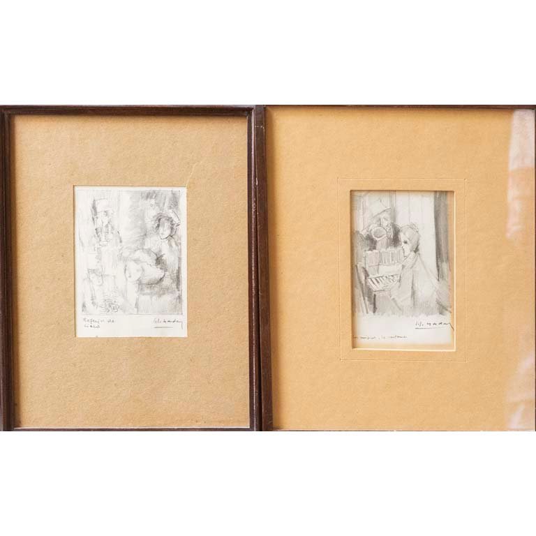 Dos Bocetos "Personajes" de Nadal, Lápiz sobre Papel