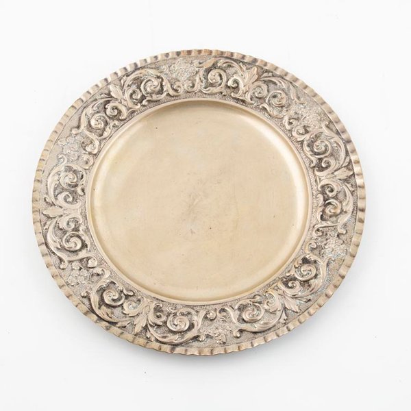 Bandeja Circular de Plata 800 con Borde Labrado