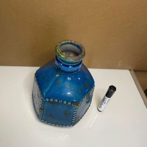 Jarrón Decorativo Azul Cerámica con Detalles - imagen 3