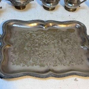 Bandeja y Juego de Té de Alpaca Grabada - imagen 2