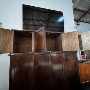 Ropero Antiguo de Madera Oscura con Alzada - 4 Puertas - imagen 3