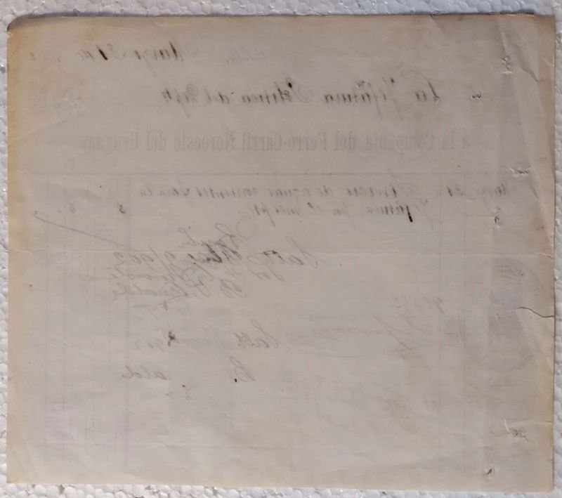 Compañía del Ferro-Carril Noroeste del Uruguay. Documento expedido en Salto el 31 de Marzo de 1902 - imagen 2