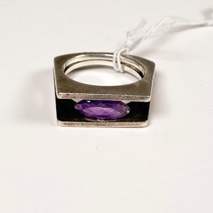 Anillo de Plata con Piedra Morada Talla 16 mm - imagen 3