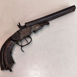 Pistolón Antiguo Doble Caño Siglo XIX con Mecanismo Funcional - imagen 6