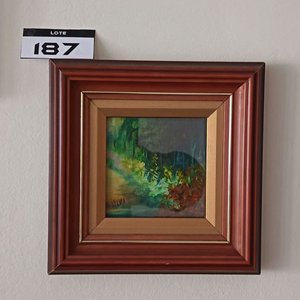 Dos Cuadros Pequeños Enmarcados: Paisaje de Campo y Paisaje Expresionista - imagen 3